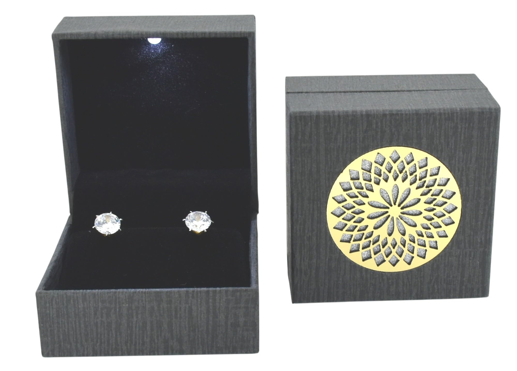 Moon Wood LED Light Box for Top or Earring (Grey, 2.75 x 2.75)