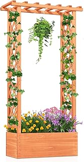 10 Garden Wall Trellis Ideas for Vertical Flowers and Vines 98 HAPPYGRILL Raised Garden Bed with Trellis, Wood Elevated Garden Bed with...
