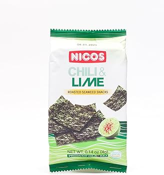Amazon.com : Nicos) Seaweed Seasoned snack togo Chili & Lime (pack