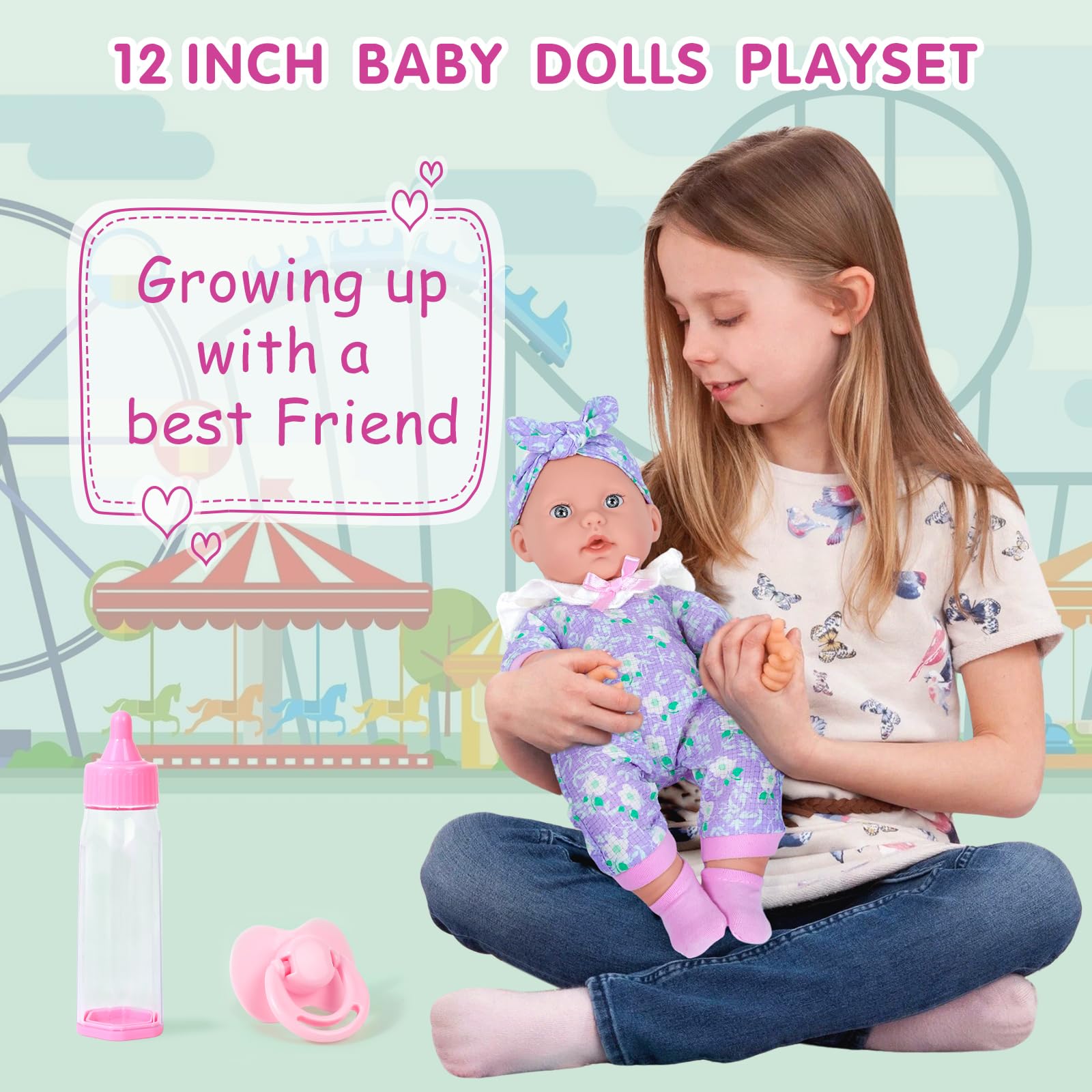 BABY DOLL まとめ売り 12' Wholesale Baby Doll Toy Set Accessories for Kids - Baby