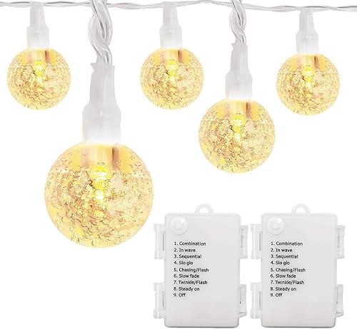 LOENDE Guirnalda de luces de globo a pilas Wamr blanco (paquete de 2, alambre plateado, blanco cálido)