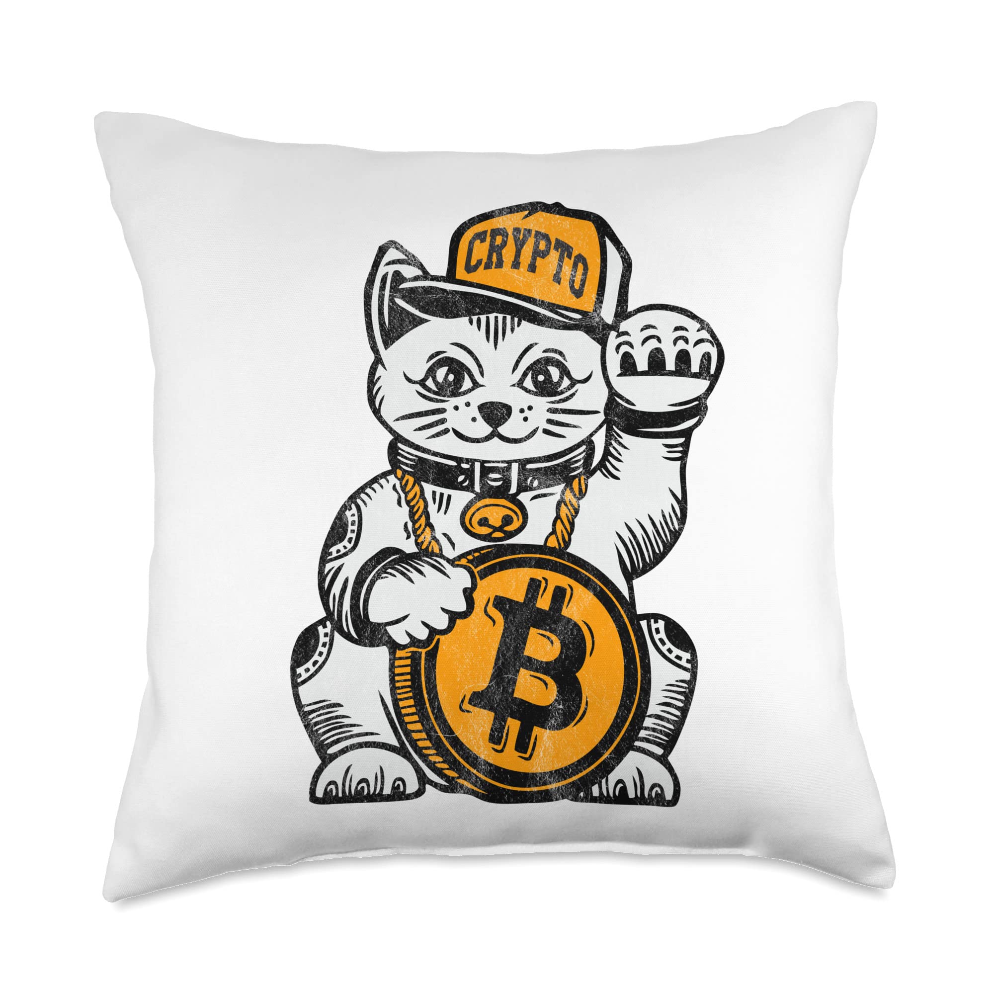 Amazon.com: Maneki-Neko Good Luck Cat for Crypto Gains - Funny Bitcoin  Throw Pillow : Home & Kitchen