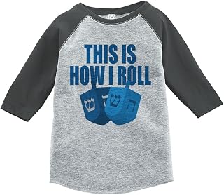 Custom Party Shop Baby's How I Roll Funny Hanukkah Raglan Grey 3T Price In India