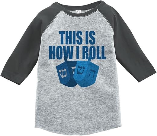 Custom Party Shop Baby's How I Roll Funny Hanukkah Raglan Grey 3T