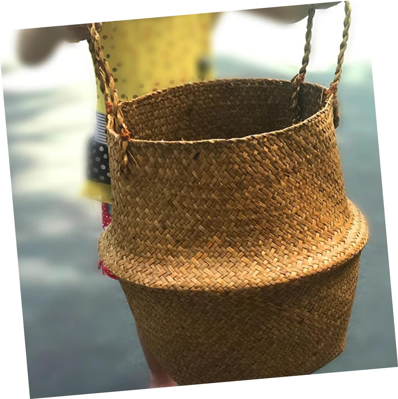 Mikikit 2pcs Straw Flower Baskets Lid Indoor Plant Baskets for Home Decor Special Events