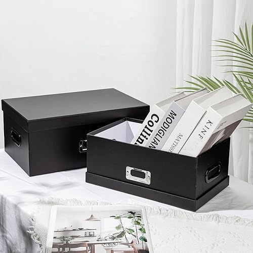 Miniatura 3 de Cajas de almacenamiento de fotos cajas de almacenamiento con tapas juego 4 en 1 a prueba de agua con asas cubos de almacenamiento decorativos de