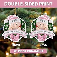 Vista 8 de Adorno de primera Navidad de bebé 2024 Primera Navidad del bebé, nombre personalizado y año para niñas recién nacidas, adorno de recuerdo