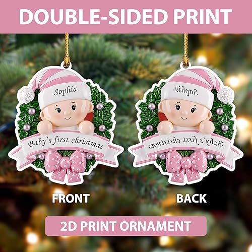 Miniatura 8 de Adorno de primera Navidad de bebé 2024  Primera Navidad del bebé, nombre personalizado y año para niñas recién nacidas, adorno de recuerdo,