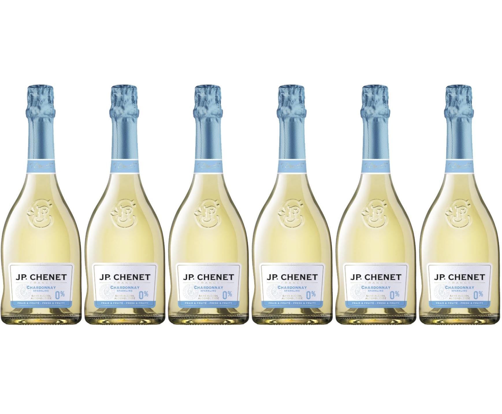 JP. Chenet Free - Alcohol free Sparkling White Wine - Chardonnay - No added flavours, authentic taste - Origin : France (6 x 0.75 L)