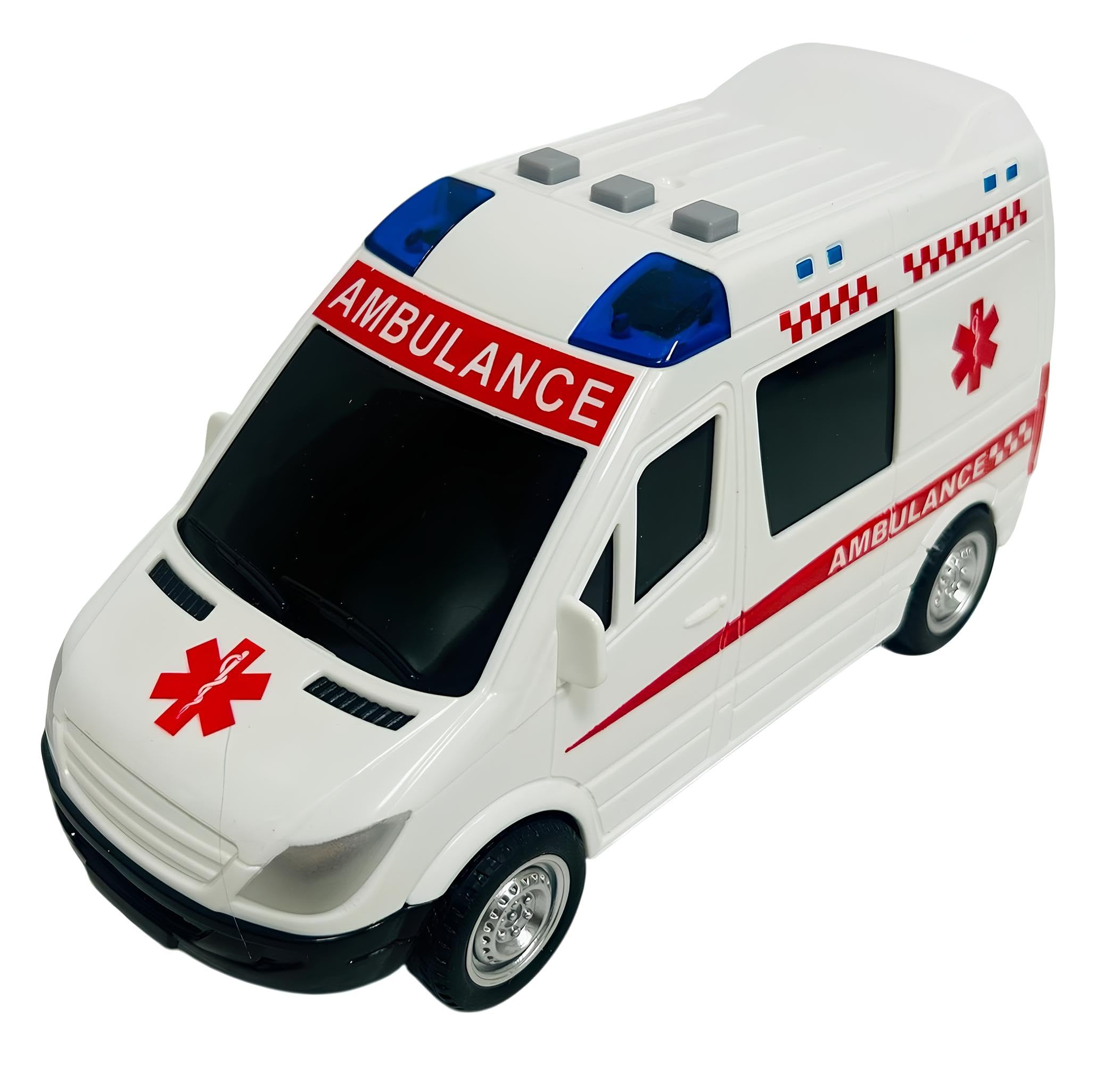 Ambulancia - Juguete con luces y sonidos reales, movimiento de embrague, ambulancia, grande, 18 cm, primeros auxilios con luces y sonidos, ambulancias para niños, con movimiento de embrague, sirenas
