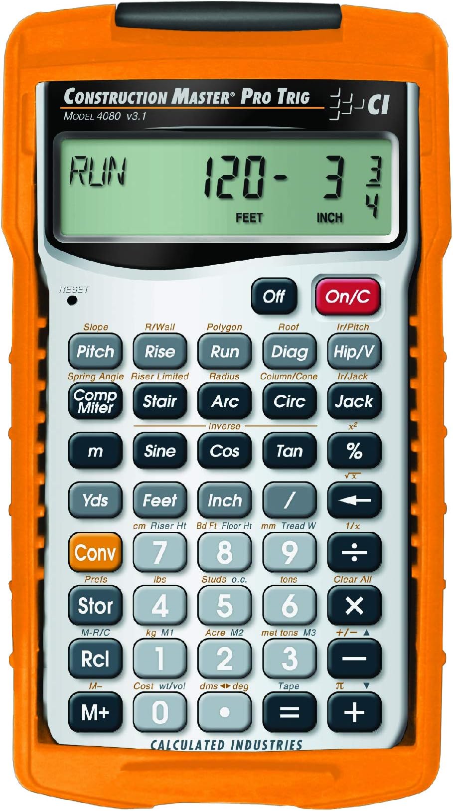Calculated Industries Advanced Construction-Math Feet-Inch and Metric Calculator with Full Trig Functions,Silver