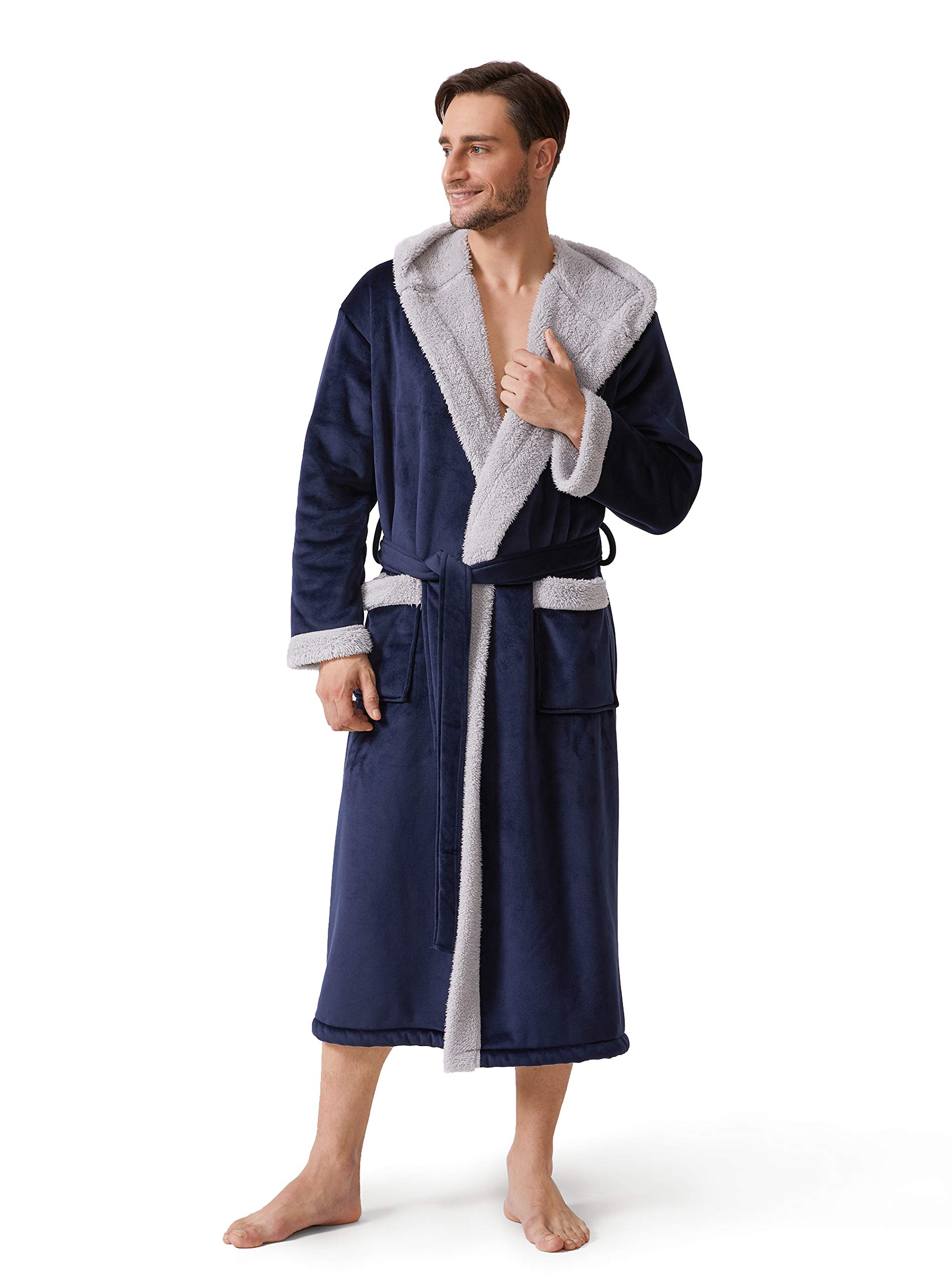 Buy Men's Soft Fleece Plush Robe Full Length Long Bathrobe Online at