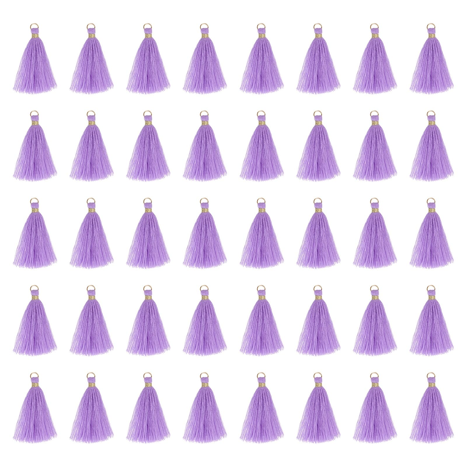 Borlas para manualidades morado claro con anillo para colgar llaveros y decoración textil 50 uds