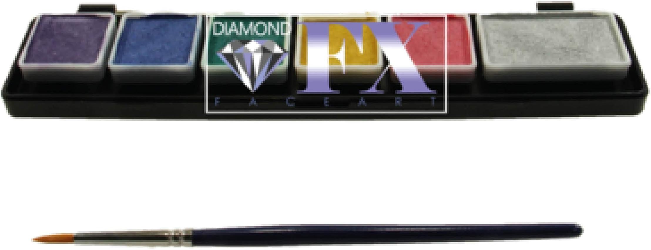 Diamond FX Professional Face & Body Paint 6 Colour Mini Palette - Metallic Purple, Blue, Green, Gold, Pink & Silver