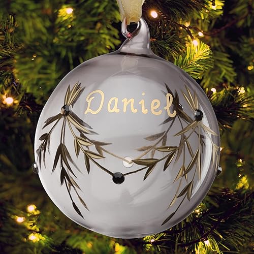 Miniatura 5 de Personalized Planet Adorno de bola de Navidad de piedra natal de cristal con nombre personalizado pintado a mano Abril - Diamante gris
