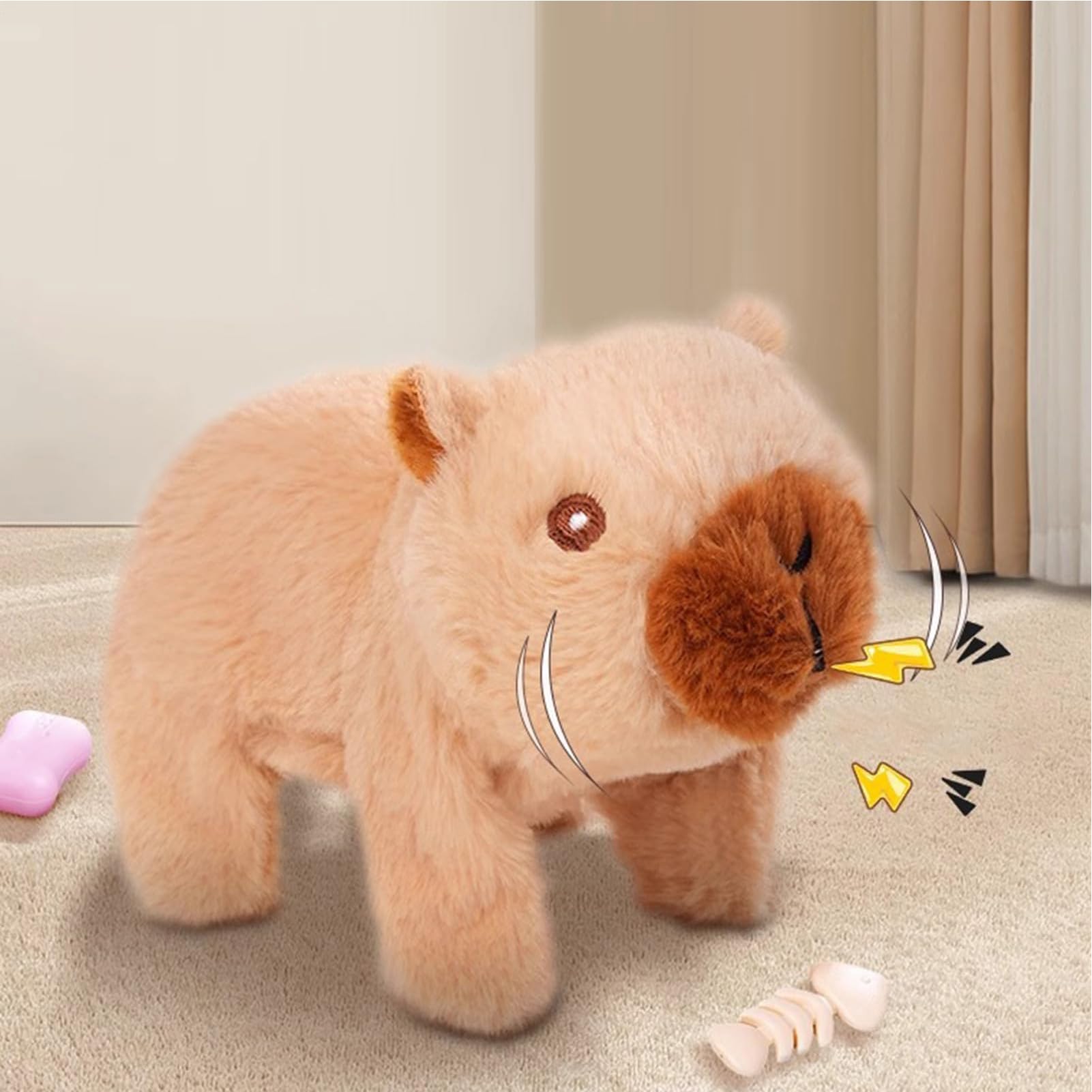 interactivo para mascotas - Muñeca que camina con sonido y luz, peluche eléctrico capibara, juego y adictivo para niños, jóvenes adultos, niñas, sala de juegos