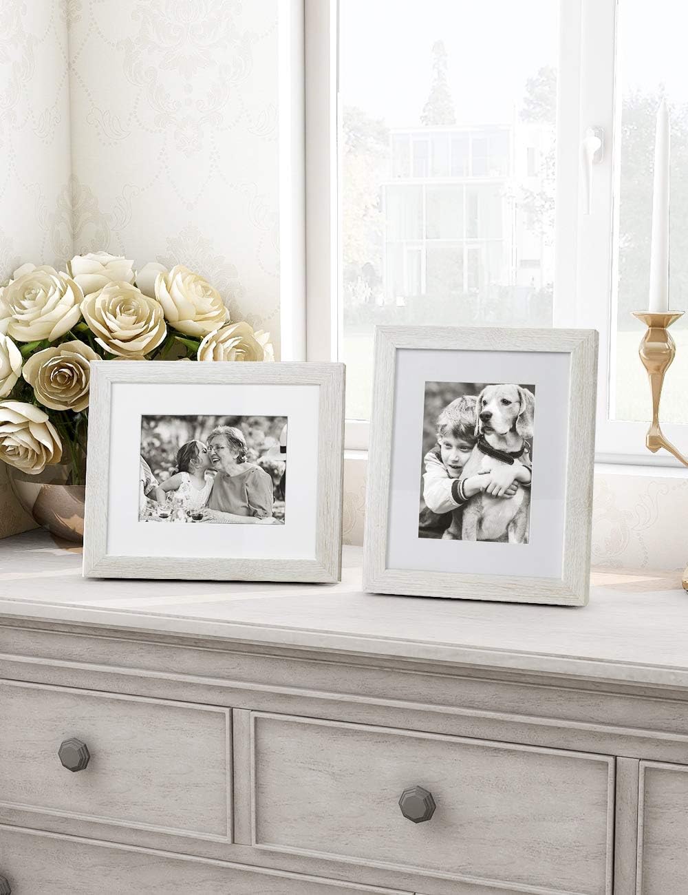 Afuly 5×7 Photo Frame 8×10 Wooden Rustic White Picture Frames Wall