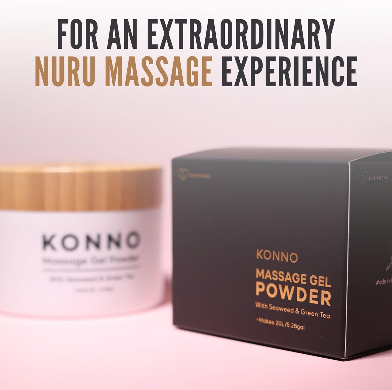 Japanese Nuru Massage Gel Powder 200g | Formulated with Natural Seaweed & Green Tea | Made in Japan | Paraben, & Glycerine Free | Fragrance-Free | Makes 5.28 gal/ 20L | Vegan | Konno - Image 2