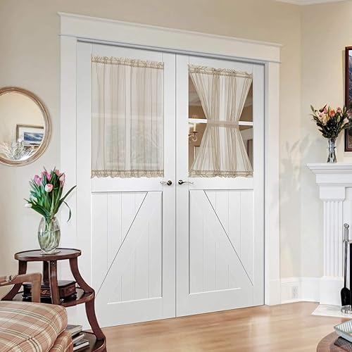 Vista 44 de MIULEE - Cortinas semitransparentes para puerta francesa de 2 paneles