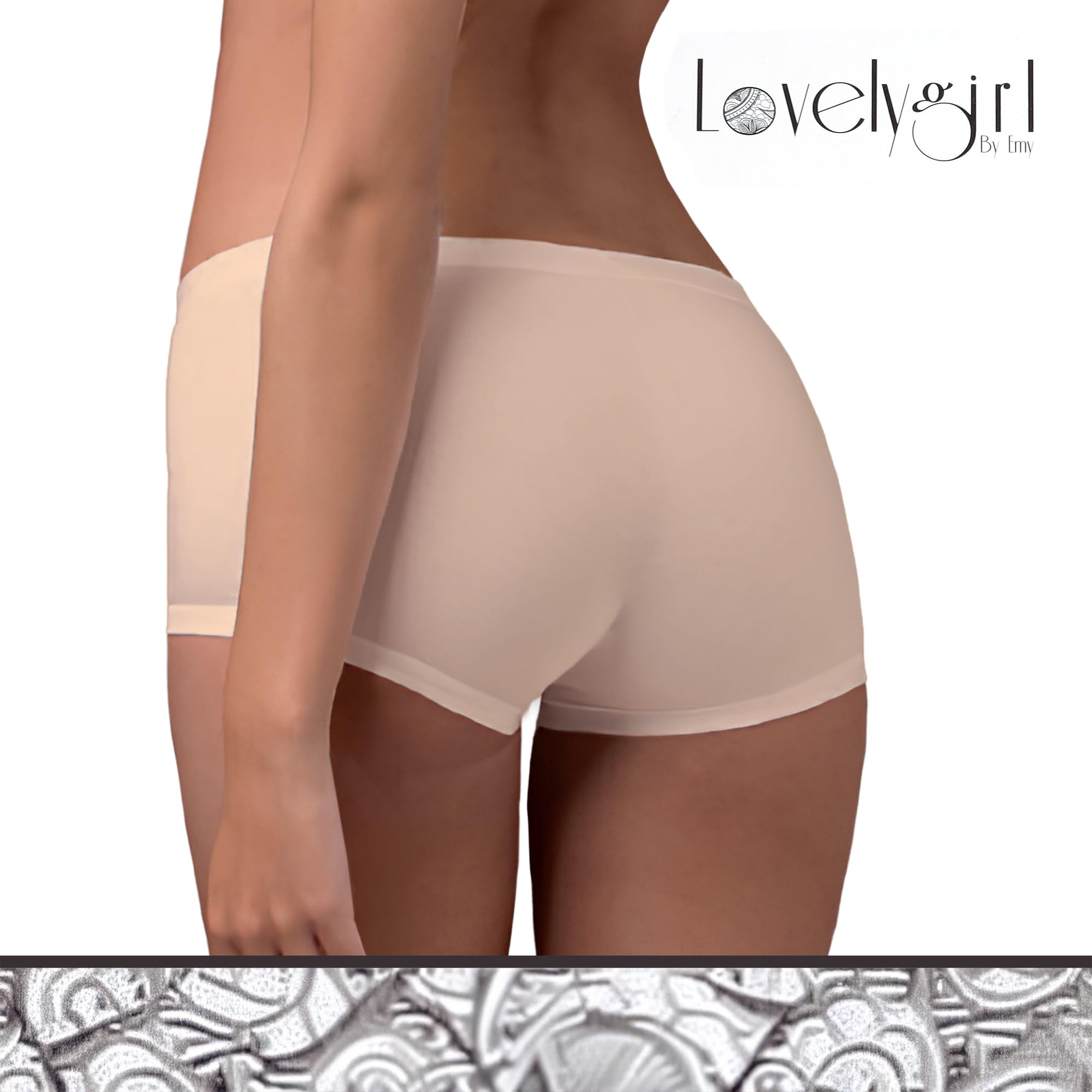EMY Culotte de mujer Boxer Shorts Deportivo de Algodón Elástico | Ropa interior natural sin microfibra | Blanco Negro Nudo | Tallas 2-5 (S-XL) | Comodidad para Fitness, Danza y Tiempo Libre