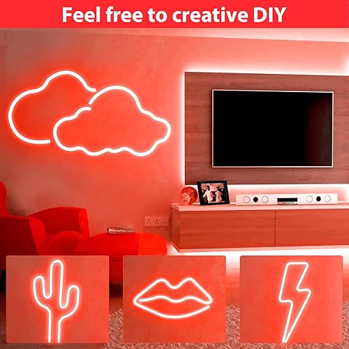 Miniatura 6 de Lamomo Tira de luz LED de neón, cuerda de luces rojas, tira de luz LED de 16.4 pies, tira de luz LED flexible de 0.315 in x 0.630 in, letrero de