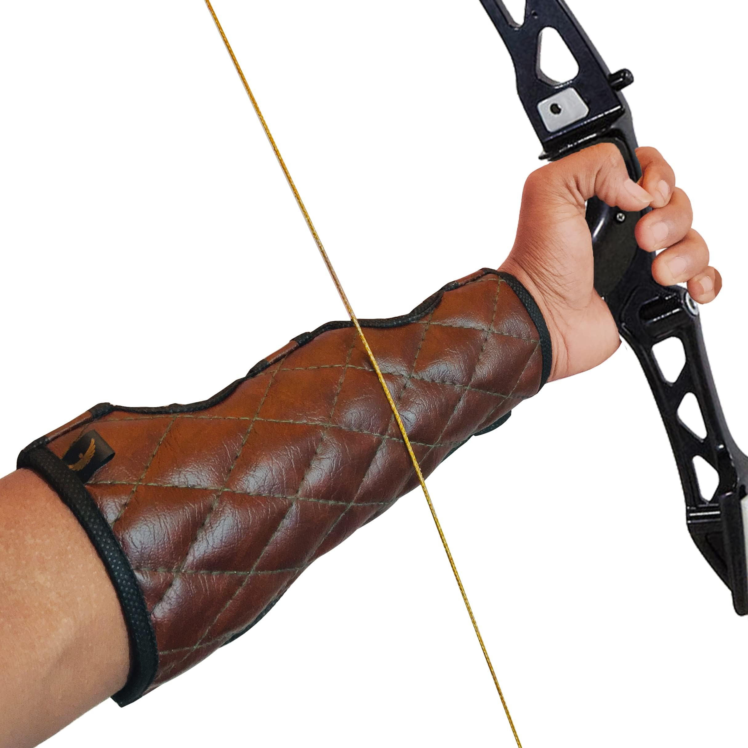 Star Quick Links™ Archery Arm Guard, 3 Strap, Artificial leather, Hook and Loop Fasteners, Fore Arm Protector, Bracer, Perfect Hold, Bow Archery Protect 3 Strap Guard, Brown