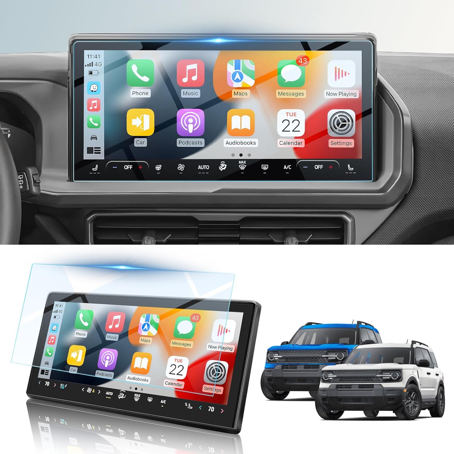 BIBIBO for 2025 Ford Bronco Sport Screen Protector 2025 Ford Bronco Sport Big Bend®/Heritage/Free Wheeling/Outer Banks/Badlands 13.2″ Tempered Glass [Anti Glare& Scratch Ultra-Clear] 2025 Ford Bronco Accessories 2025