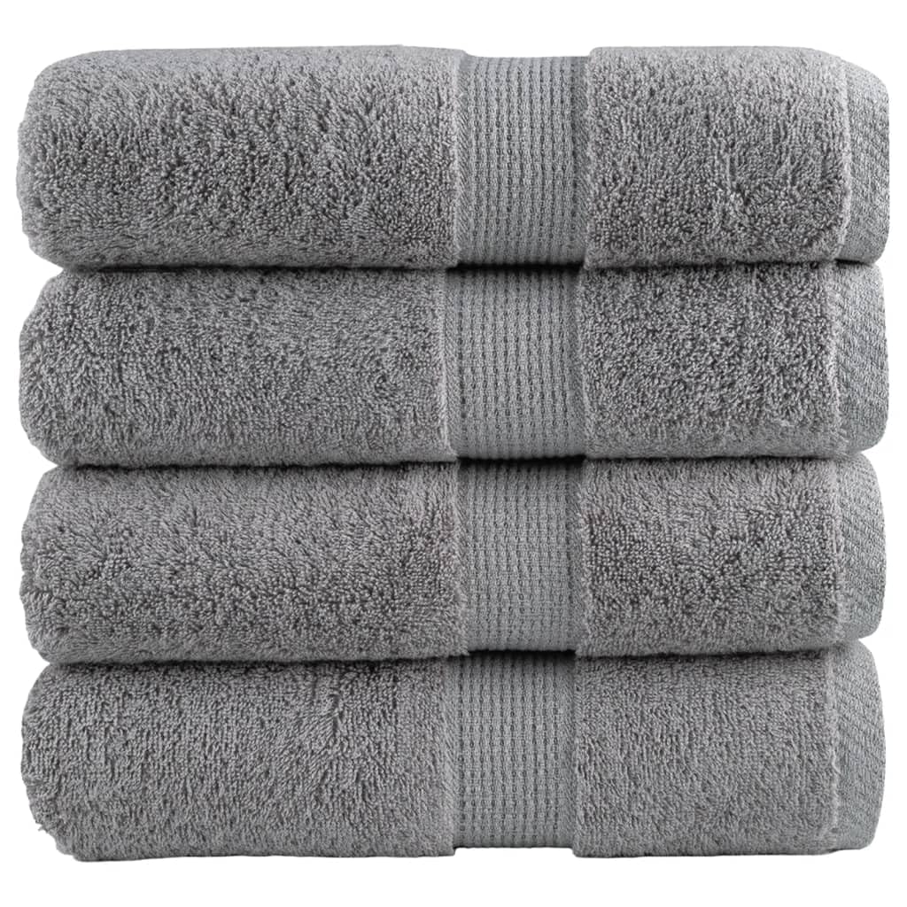 Furniture select-Premium - Asciugamani per ospiti, 4 pezzi, 30 x 50 cm, 600 g/m², colore: Grigio