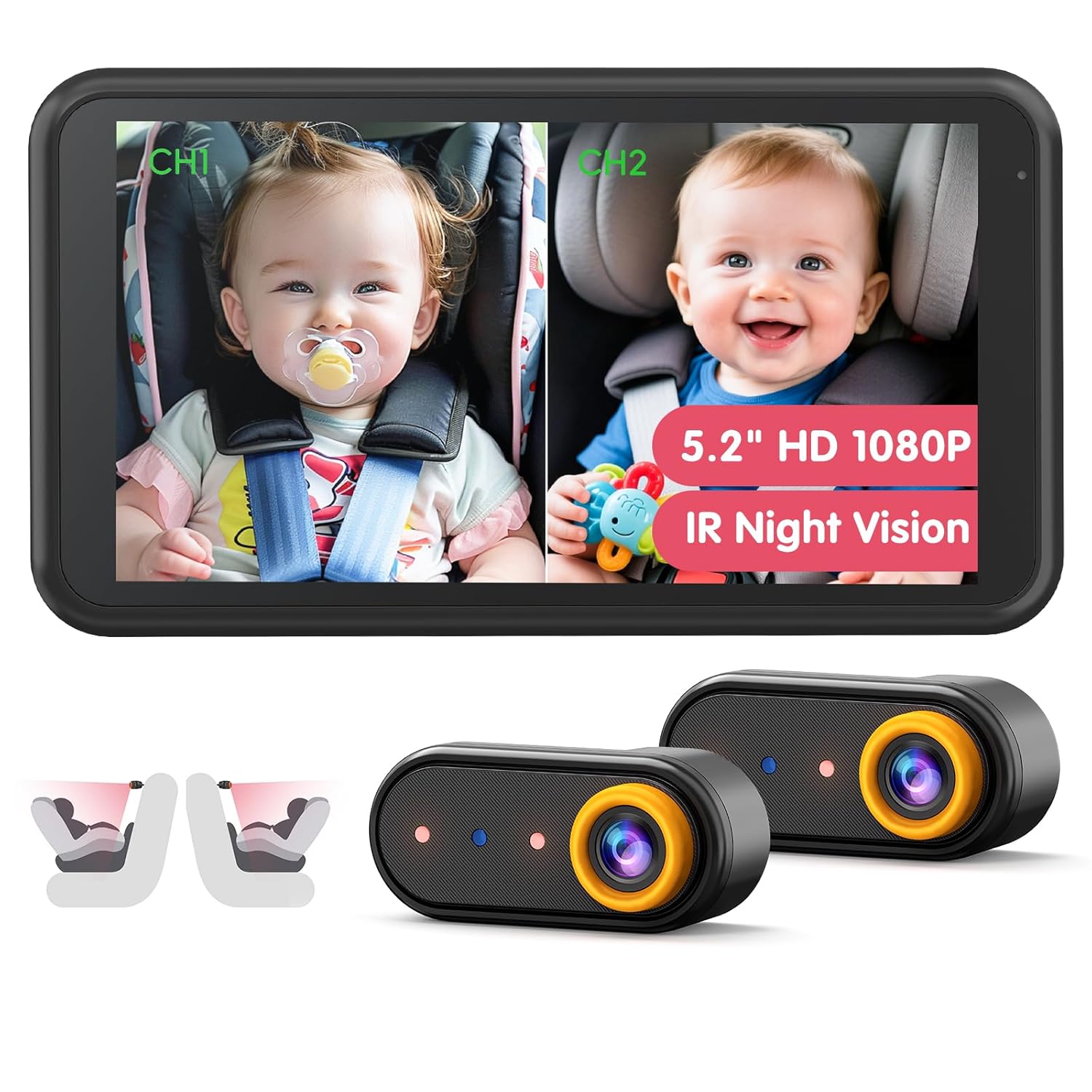 BM2 PRO Dual Baby Car Camera, 5.2