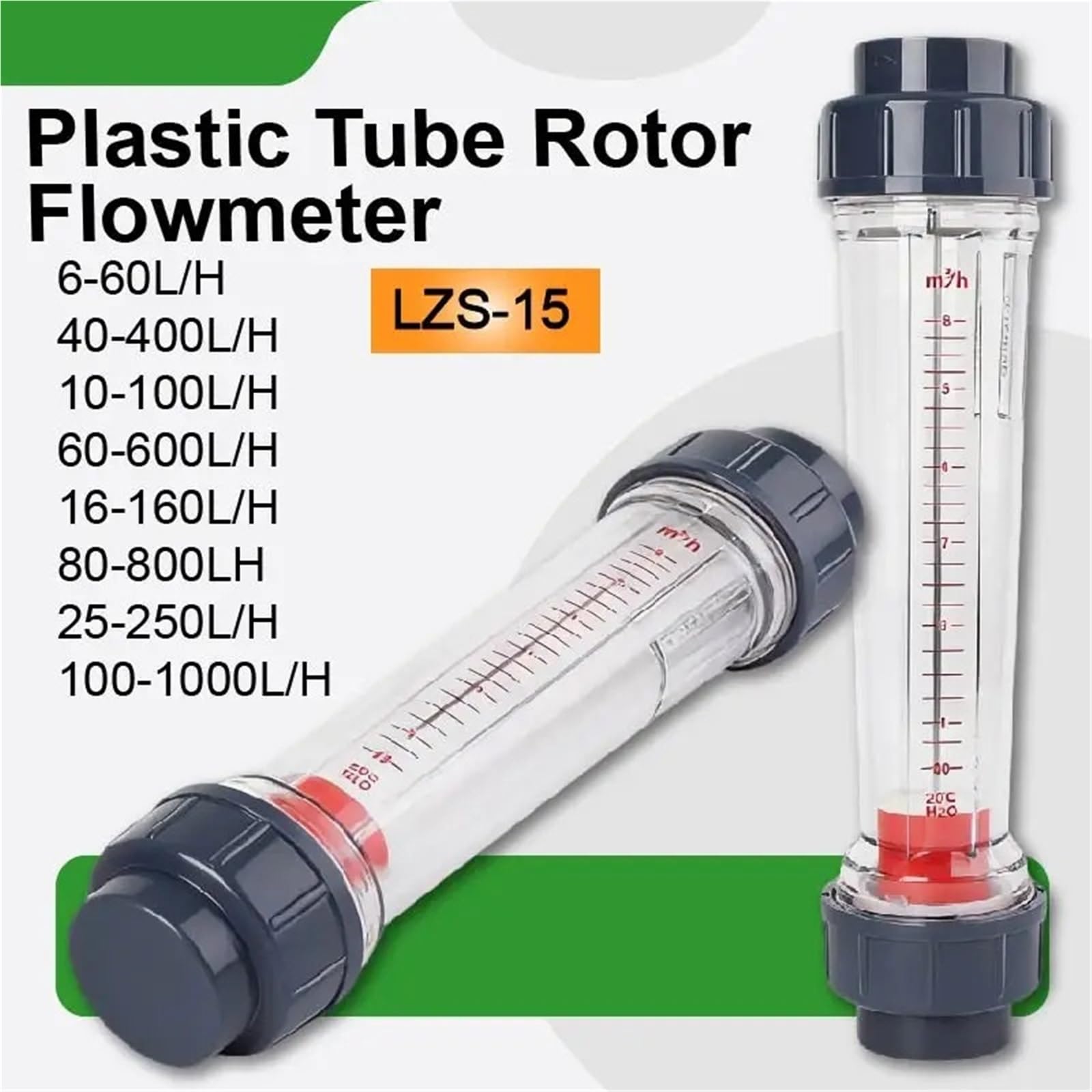 Medidor de Flujo rotámetro de Tubo de plástico LZS-15 LZS, Rango de Temperatura 6-1000L/H, 0-60°C AS(Short-40-400L-H)