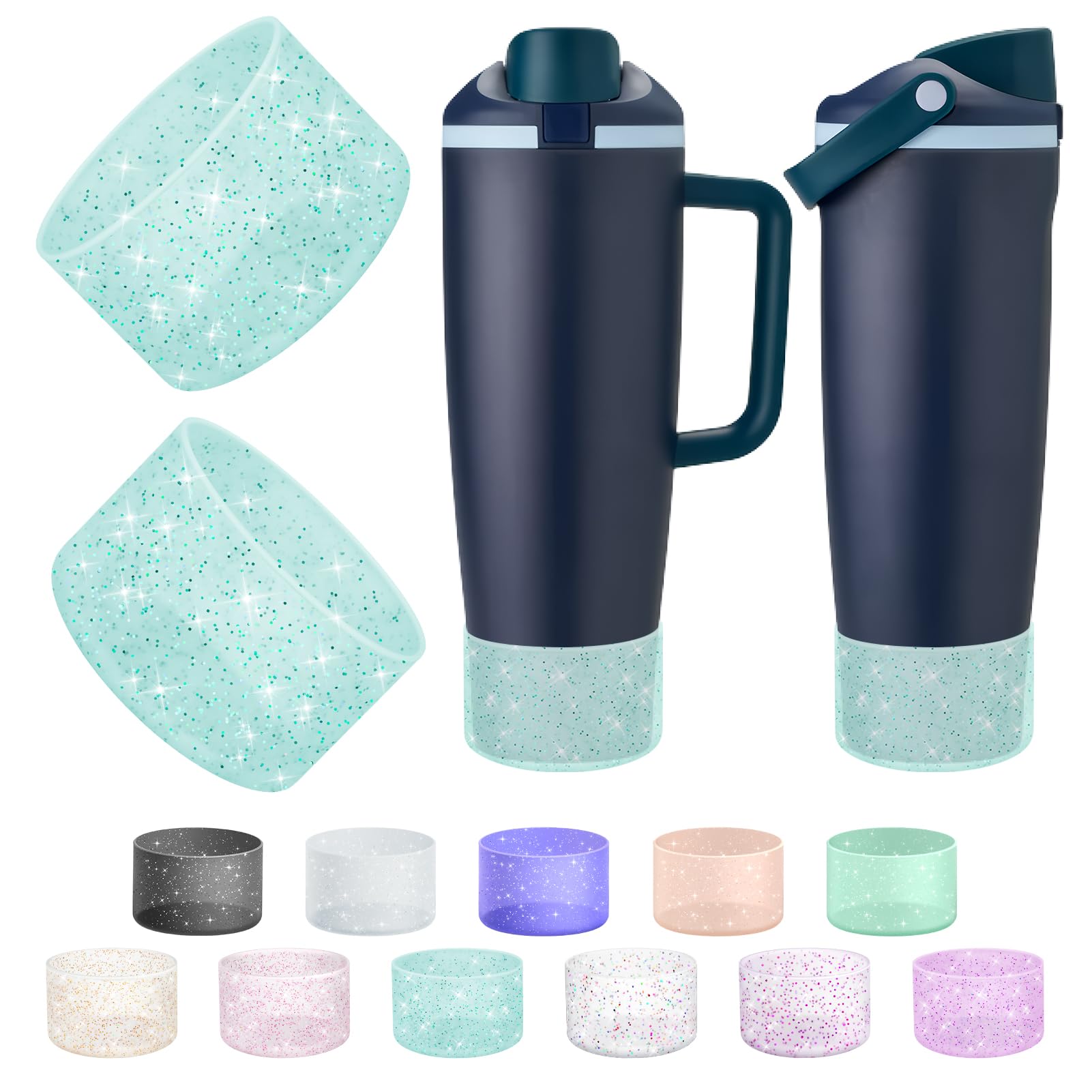 BKBY 2PCS Silicone Boot Compatible with Owala 30oz & 40oz FreeSip Sway Bottles & Tumblers, Protective Anti-Slip Bottom Cover Sleeve for Freesip Sway Tumbler (Translucence Pretty in Purple) — image 1