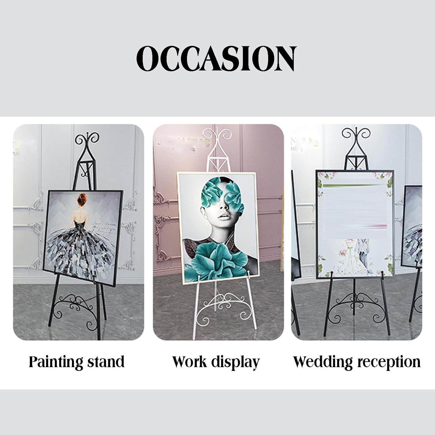 イーゼルスタンド、高さ146cmのディスプレイイーゼルスタンド、結婚式用、チェーンサポート付きの調節可能なフロアスタンディングイーゼ