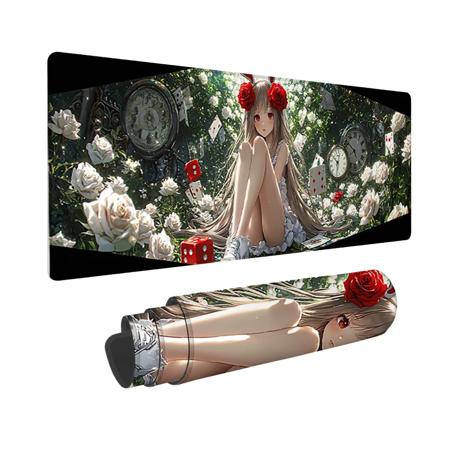 Tappetino per Mouse XXL 1200 x 400 mm Tappetino Mouse Gaming Grande, Mousepad con Base in Gomma Antiscivolo, Tappeto per Tavolo da Gaming per Mouse e Tastiera, Accessori PC (Anime Ragazze) u-130