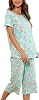 ENJOYNIGHT Womens Pajama Sets Cotton Summer Pjs Tops with Capri Pants Sleepwear