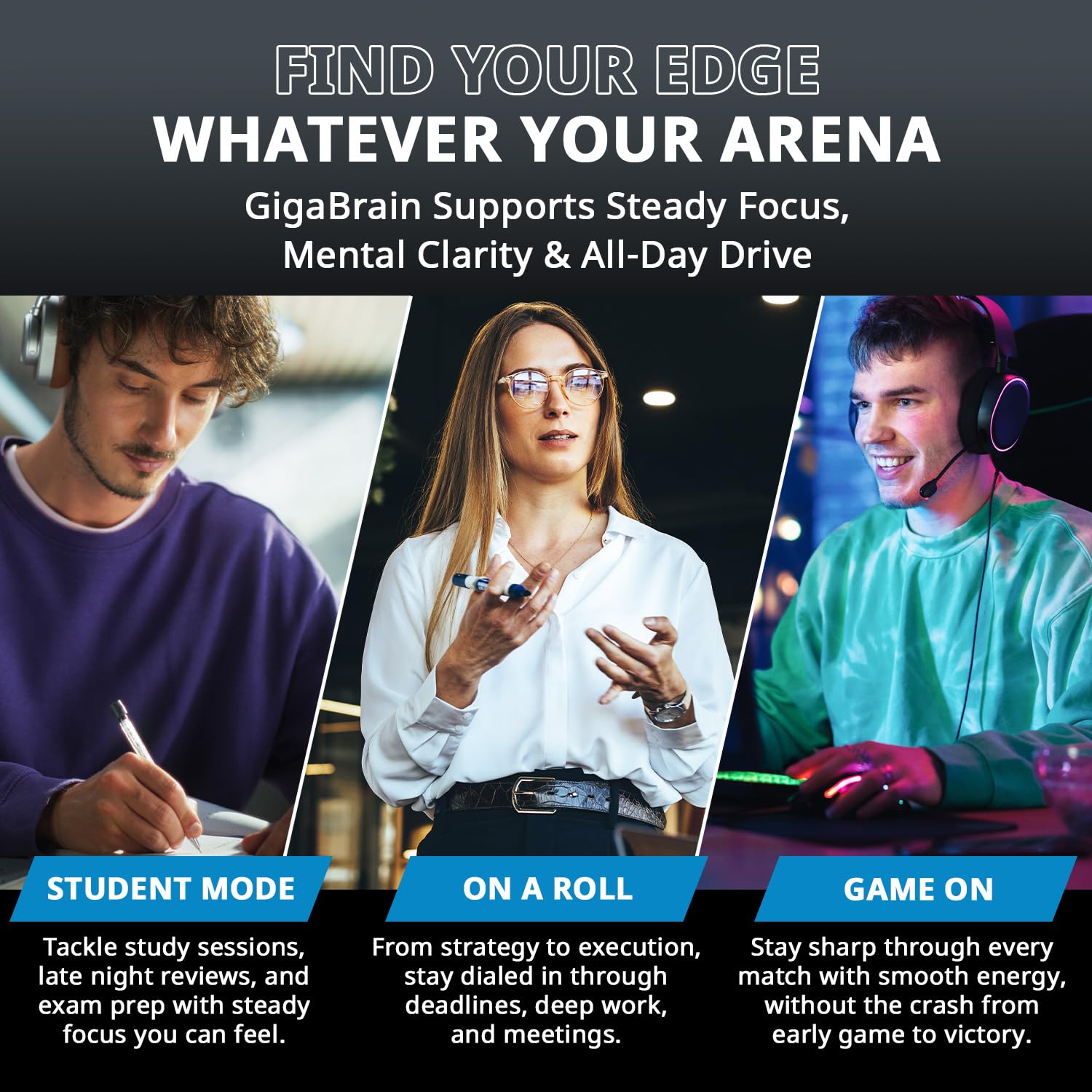 (inv) Granite Nutrition GigaBrain Nootropic Energy Powder – Cereboost, Alpha-GPC & ElevATP – Cognitive Focus Supplement for Sustained Energy & Performance – Blue Crush, 30 Servings