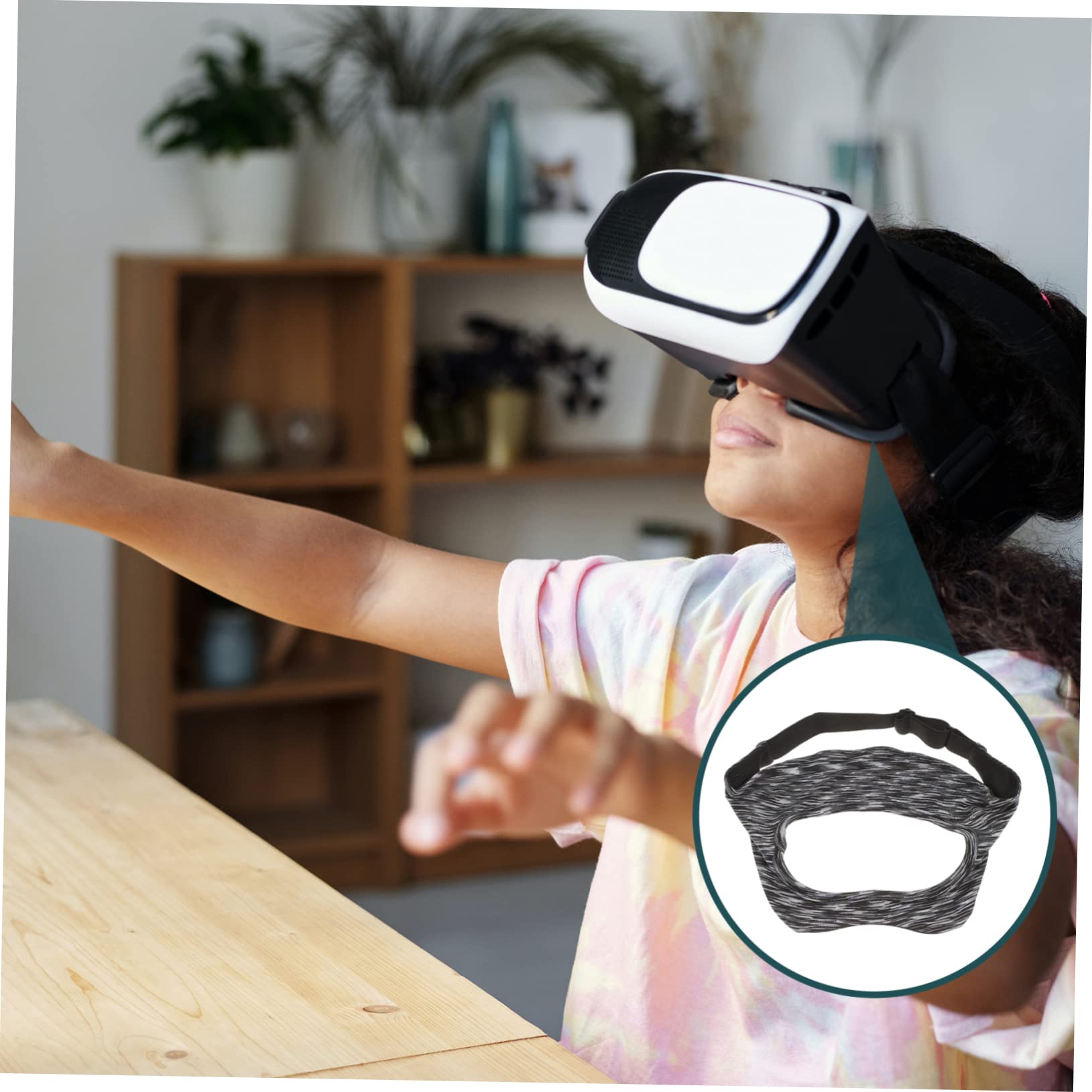 DOITOOL 4 Piezas de Cabeza VR Gafas VR Virtual Reality Headset VR Gafas - Facial VR Relleno en el Ojo Caso de Auriculares Venda 3D Muñequera Poliéster