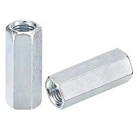 Vista 17 de uxcell 5 tuercas de acoplamiento M12x16x25mm - Acoplador de varilla roscada hexagonal de acero al carbono galvanizado para muebles, electrónico