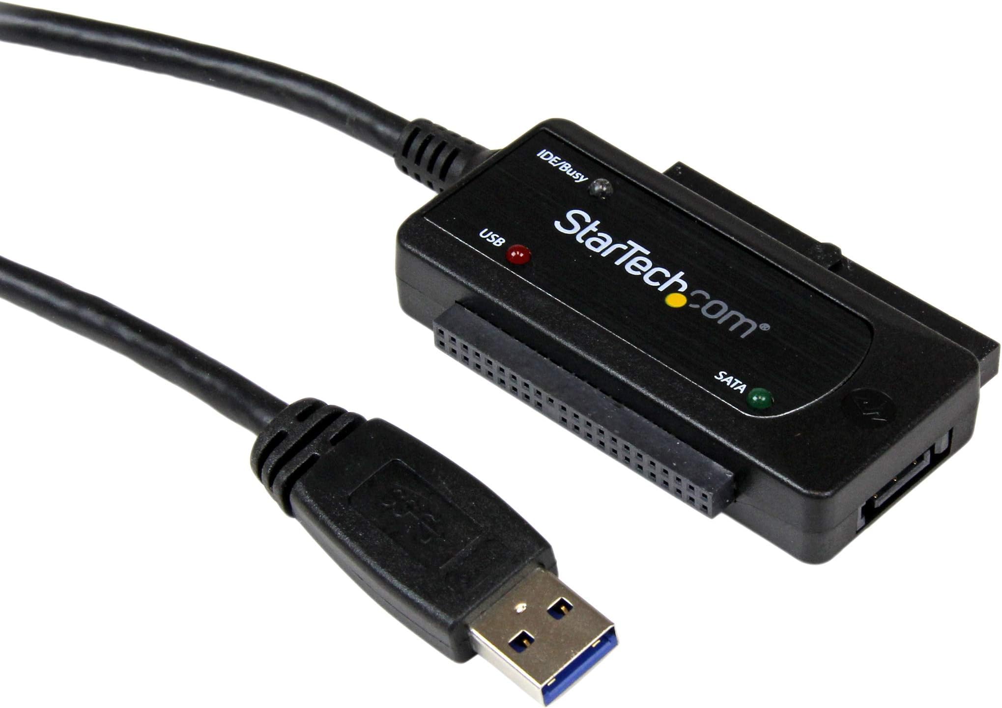 Startech.Com Usb 3.0 To Sata Ide Adapter - 2.5In / 3.5In External Hard Drive Converter – Transfer Cable (Usb3Ssataide),Black