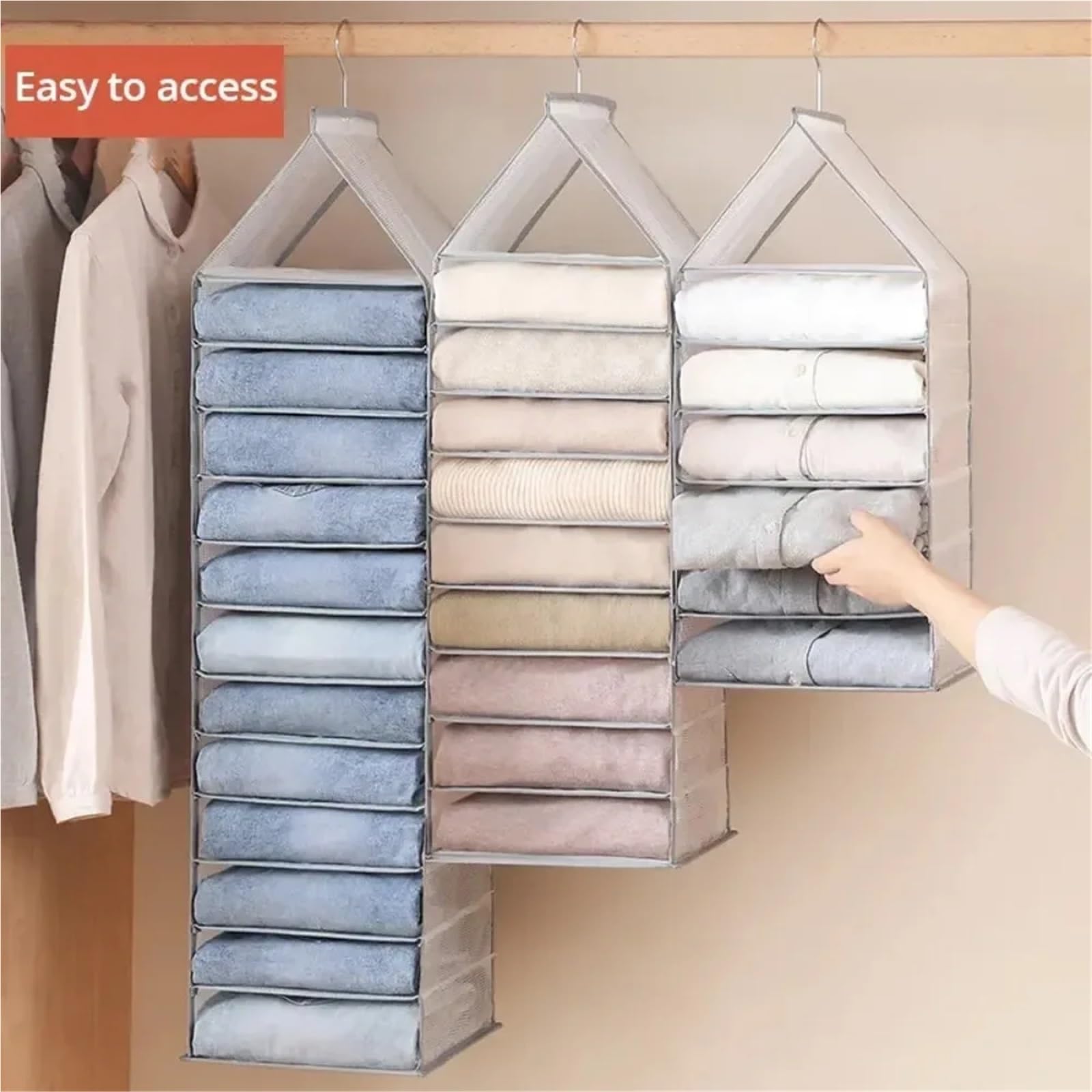 Hängeregal Wardrobe Hanging Storage Bag Closet Storage Shelf Clothes Organizer Pants Socks Underwear Separate Bag for Household Dormitory Für Schlafzimmer(Large)