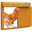 Automatic Chicken Coop Door Opener with Timer, Programmable Light Sensor, Battery Powered LCD Screen, Weatherproof, Low Battery Indication (Orange)