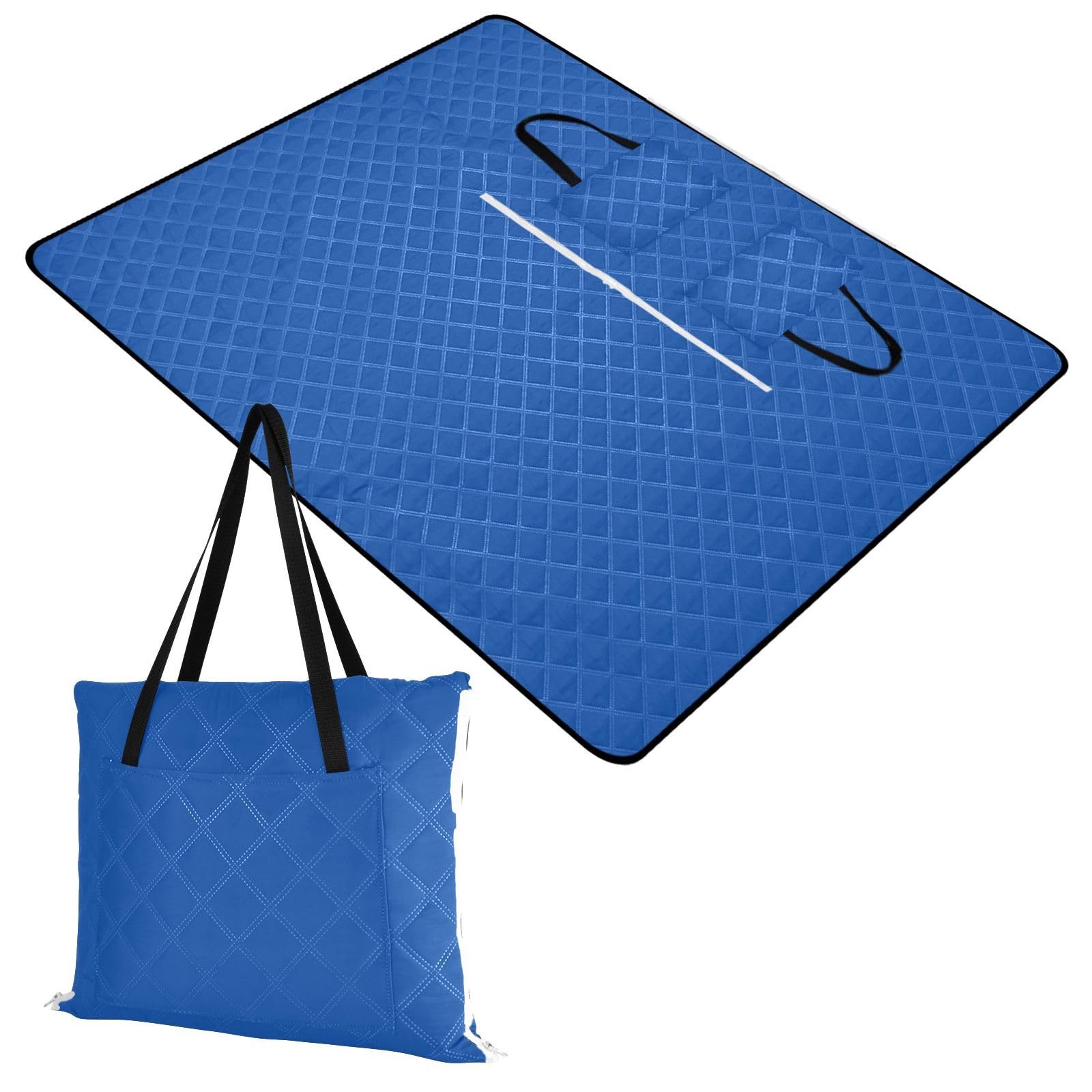 Manta portátil azul cobalto para exteriores, 60 x 80 pulgadas, ideal para camping, senderismo, viajes, playa, impermeable, ligera, para viajes, picnic, esencial
