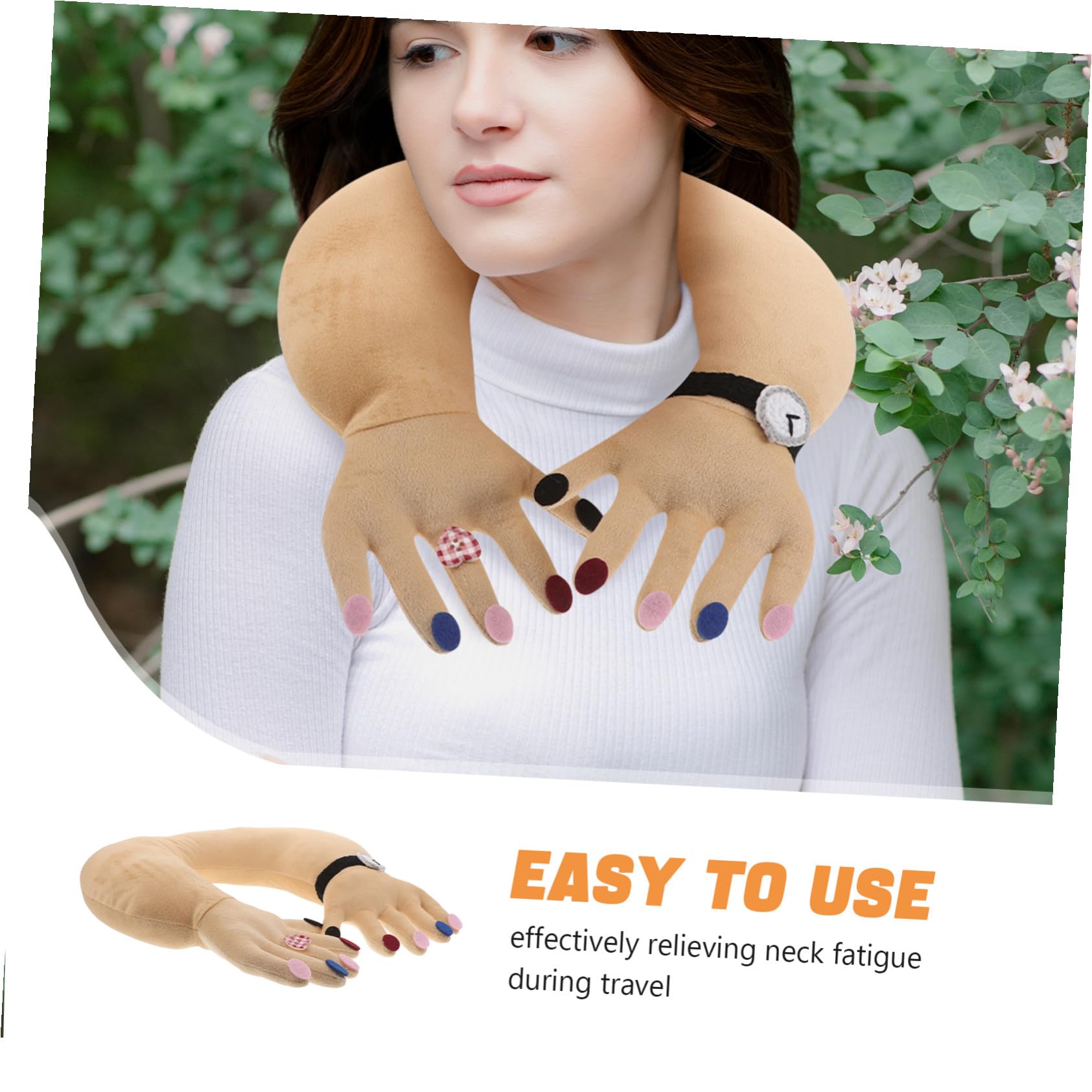 ERINGOGO Almohada Ergonómica de Viaje Forma de Mano Cojín U Portátil para Avión y Coche Accesorio Compacto y para Descanso y Soporte Cervical