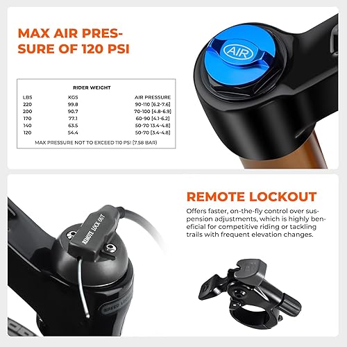 Miniatura 9 de BOLANY Horquilla de suspensión de bicicleta de 27.529 pulgadas, viaje de 1.126in (1-18 pulgadas)*8.661in dirección recta sin rosca 0.354in