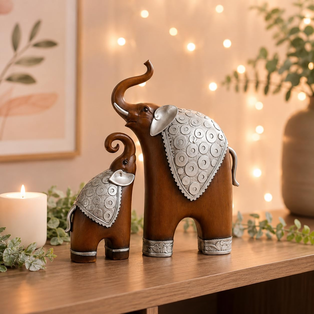 Thai Elephant Figurines - Home Decor Resin Sculptures -8