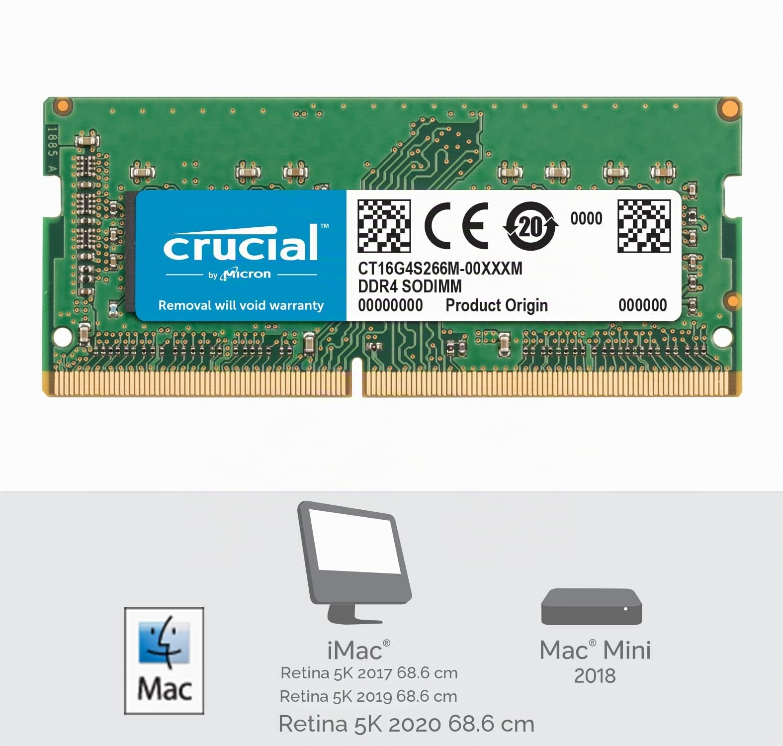 Crucial RAM CT16G4S266M 16GB DDR4 2666MHz CL19 Memoria per Mac