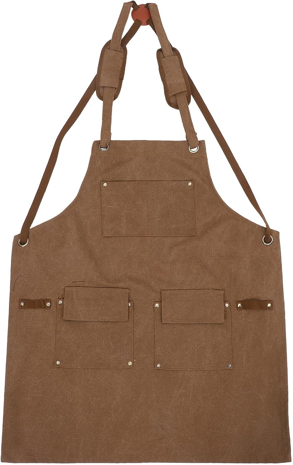 Didiseaon Men’s Canvas Woodworking Tool Apron with Adjustable Straps and Multi-pockets, Heavy-duty Carpenter Work Apron for Gardening, Workshop, and Cooking, Camel Thick Canvas