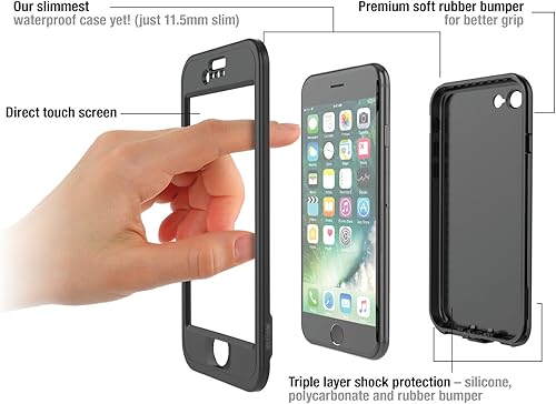 Vista 5 de Dog & Bone - Funda impermeable topless compatible con iPhone 7, color negro