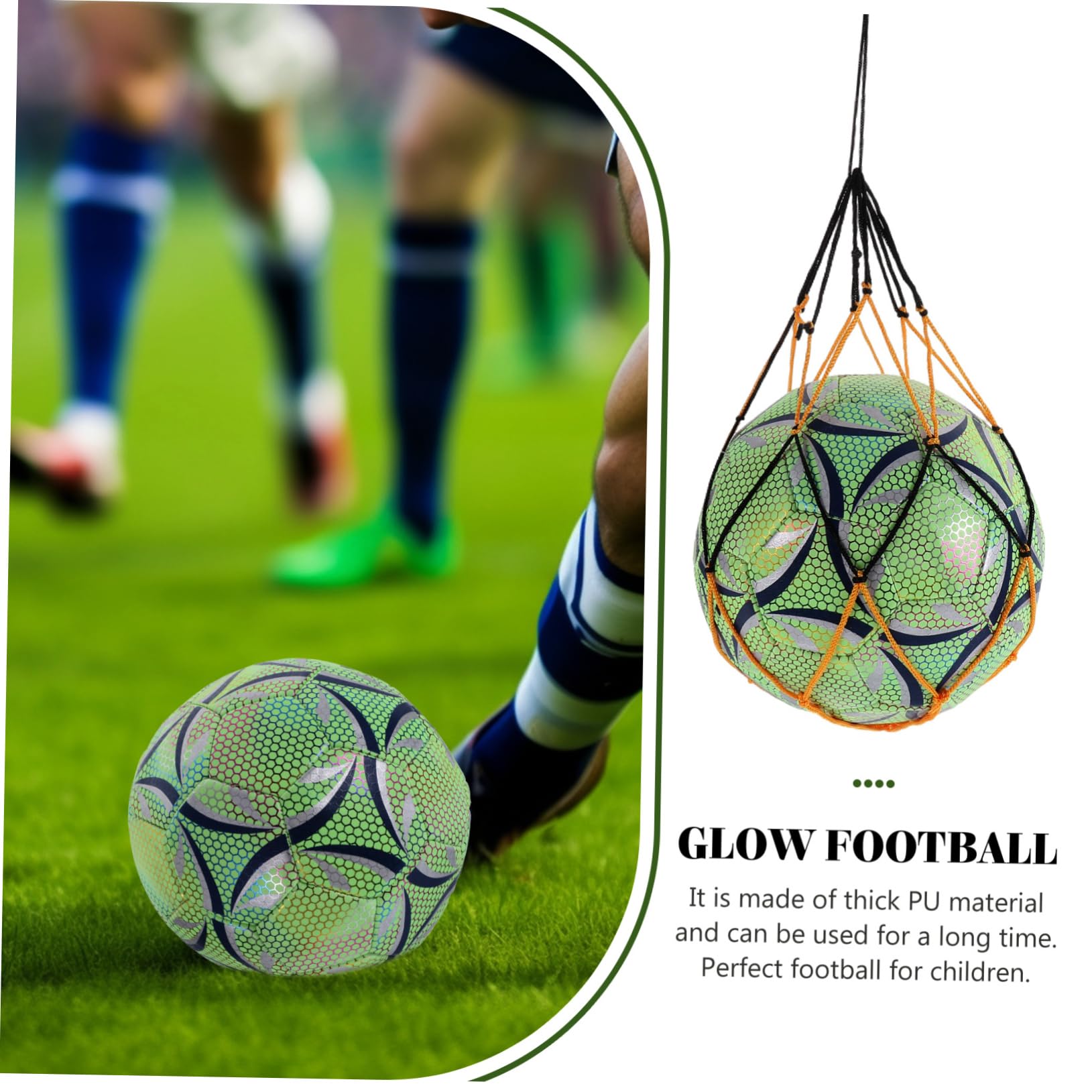 1pezzi Pallone da Calcio Luminoso Fluorescente Pallone Sportivo in Materiale Pu Resistente all Usura per Allenamento Indoor Notturno