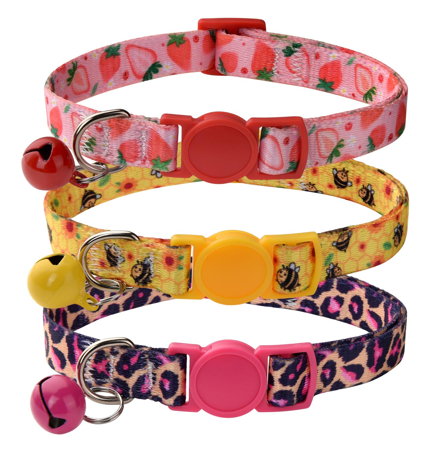 MarukoPet Cat Collar Breakaway with Bells, 3 Pack Girl Boy Pet Cat Collar with Bohemia Floral Tribal Geometric Patterns