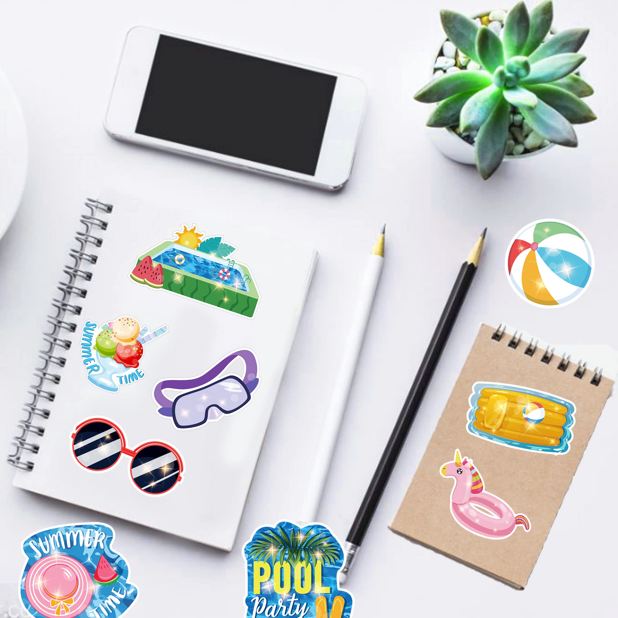 Letnie naklejki na butelki z wodą, bagaże, laptopy, deskorolki, notebooki, samochody, motocykle, rowery (50 szt.) - naklejki plażowe i basenowe